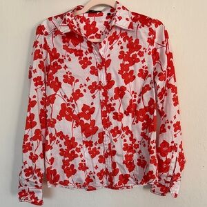 Floral Red and White Women's Top, size M